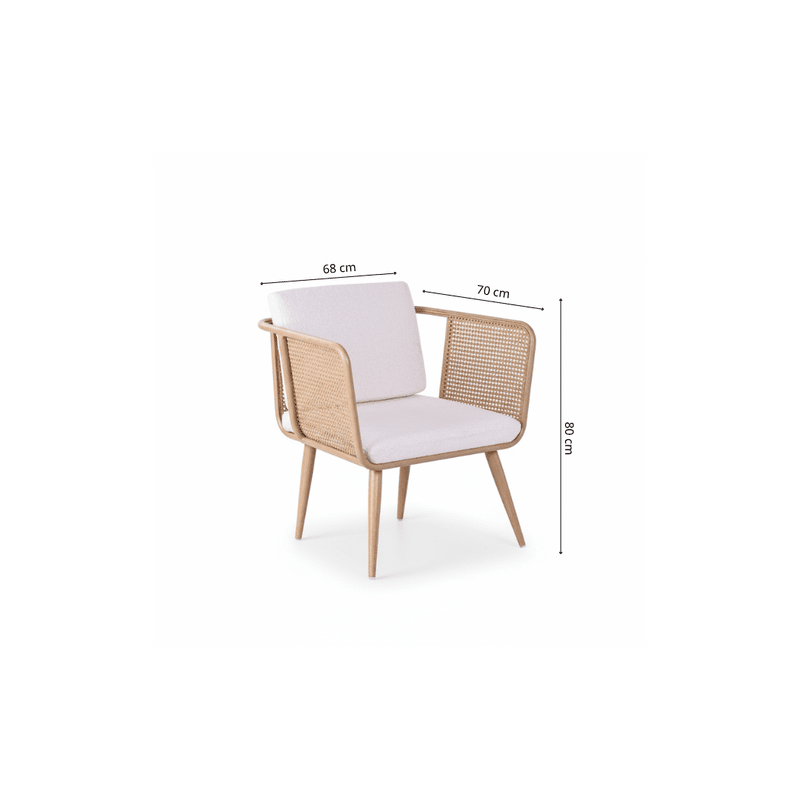 Roma Lounge chair – beige fabric with open rattan arm Lounge Chair| Otath