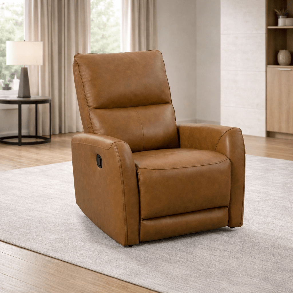 Roots Comfort Brown Leather Manual Recliner Recliners| Roots Furniture