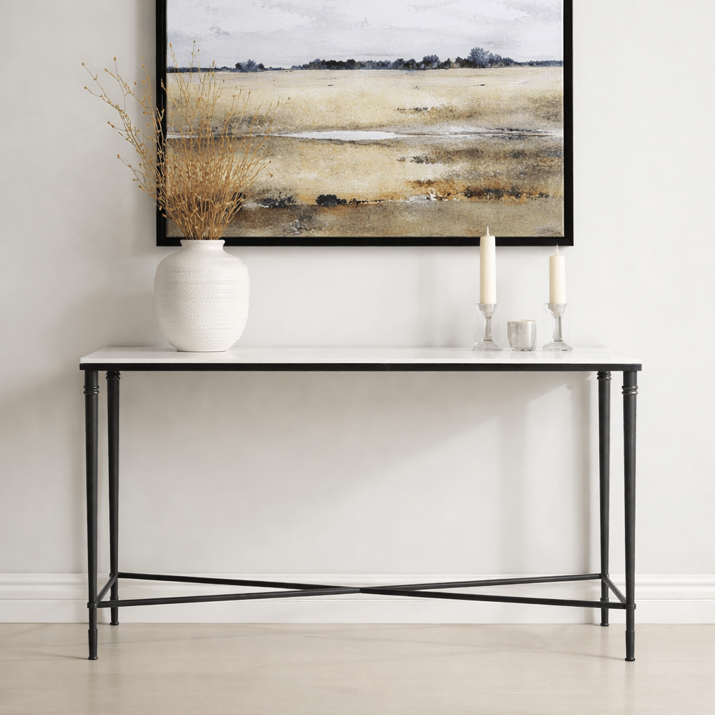 ROSHN 132 W x 75.5 H x 30.5 D Black Console Table Consoles & Sideboards| Uttermost