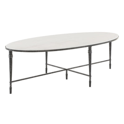 ROSHN 140 W x 43 H x 71 D Oval Coffee Table - Natural Marble Top - Al Rugaib Furniture