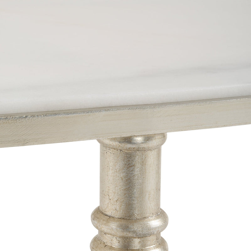 ROSHN 140 W x 43 H x 71 D Oval Coffee Table - Natural Marble Top - Al Rugaib Furniture