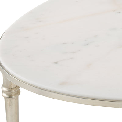 ROSHN 140 W x 43 H x 71 D Oval Coffee Table - Natural Marble Top - Al Rugaib Furniture