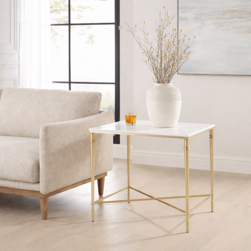 ROSHN 50.5 W x 58.5 H x 68.5 D Gold Rectangle End Table Accent & End Tables| Uttermost