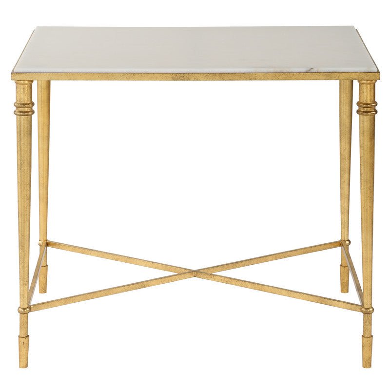 ROSHN 50.5 W x 58.5 H x 68.5 D Rectangle End Table - Natural Marble Top - Al Rugaib Furniture