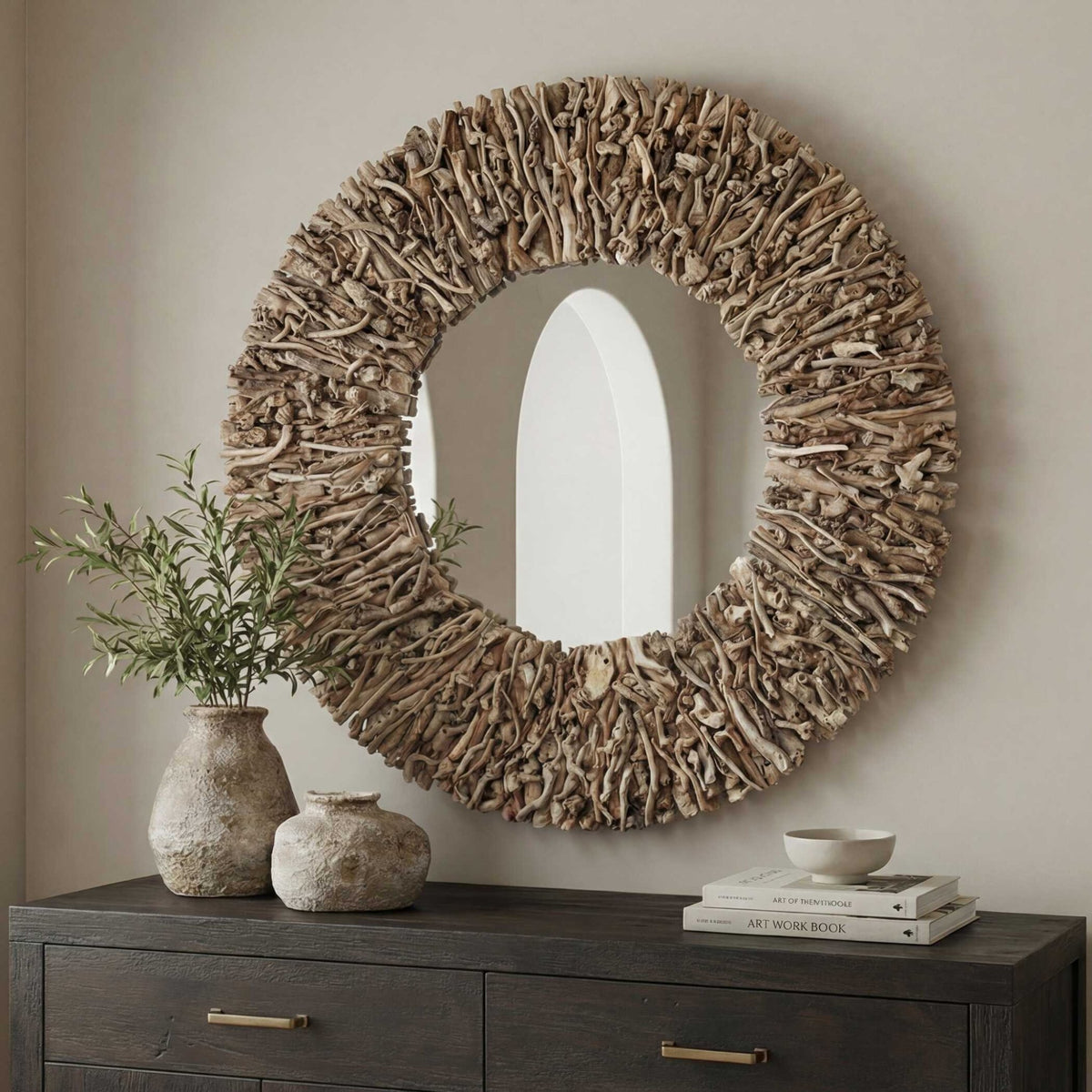 Rossetti Round Interwoven Wood Mirror Mirrors| Uttermost