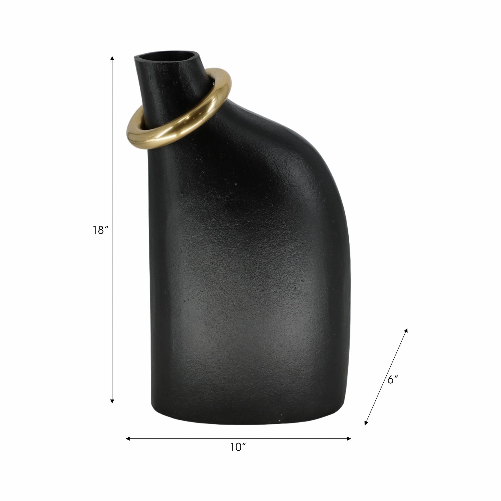 Rouen Black Vase With Ring Vases and Jars| Sagebrook Home