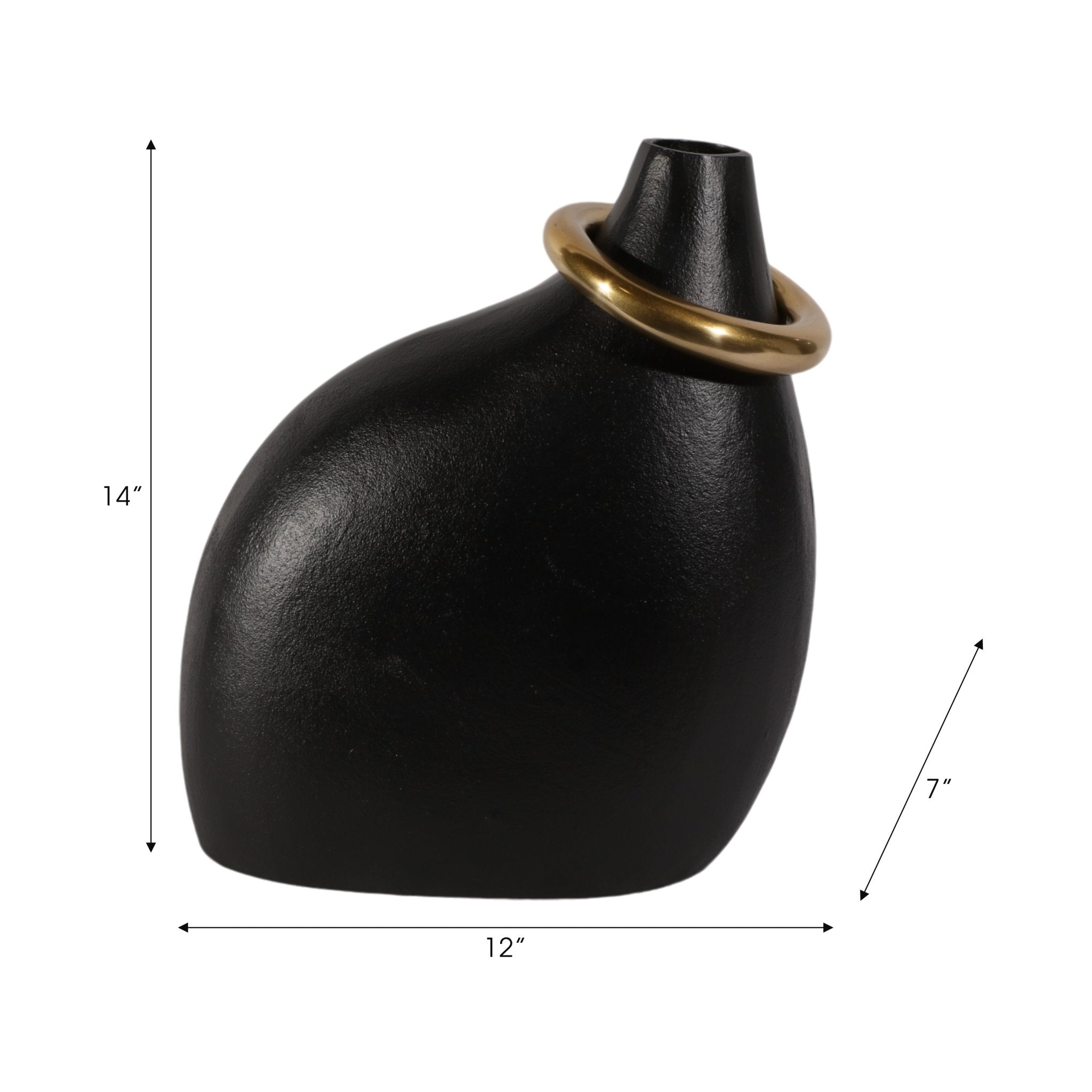 Rouen Black Vase With Ring Vases and Jars| Sagebrook Home