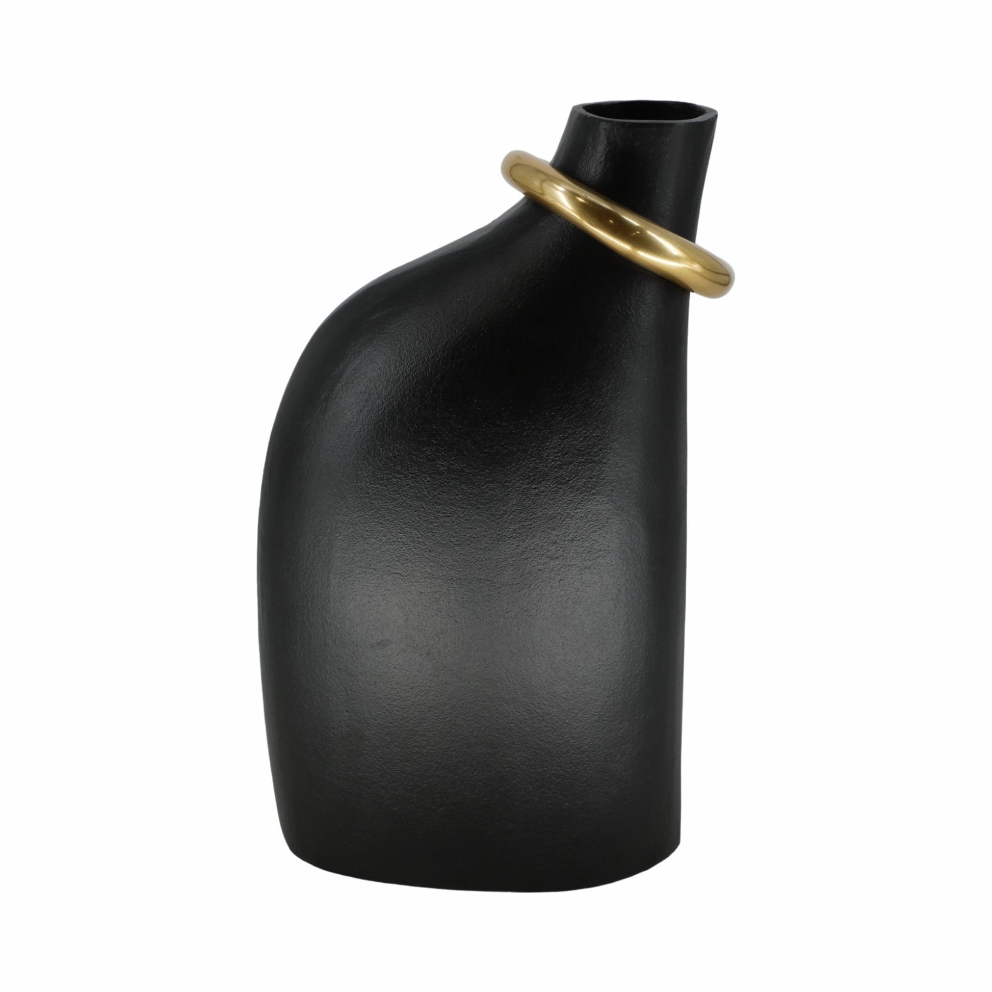 Rouen Black Vase With Ring Vases and Jars| Sagebrook Home