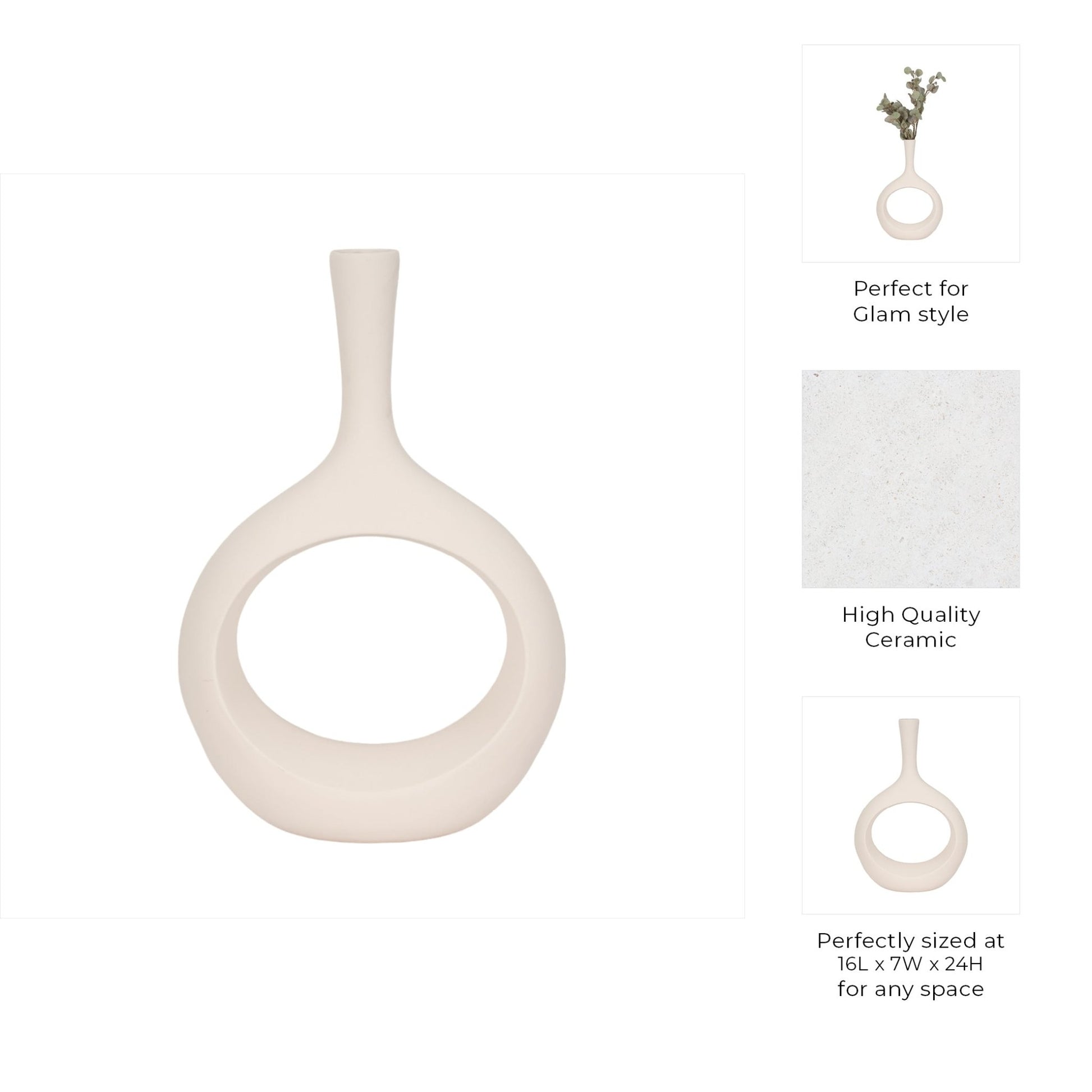 ROUGH TEXTURE ROUND CUT OUT VASE Vases and Jars| Sagebrook Home