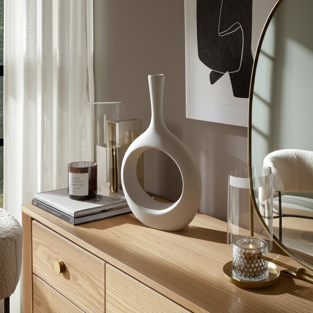 ROUGH TEXTURE ROUND CUT OUT VASE Vases and Jars| Sagebrook Home
