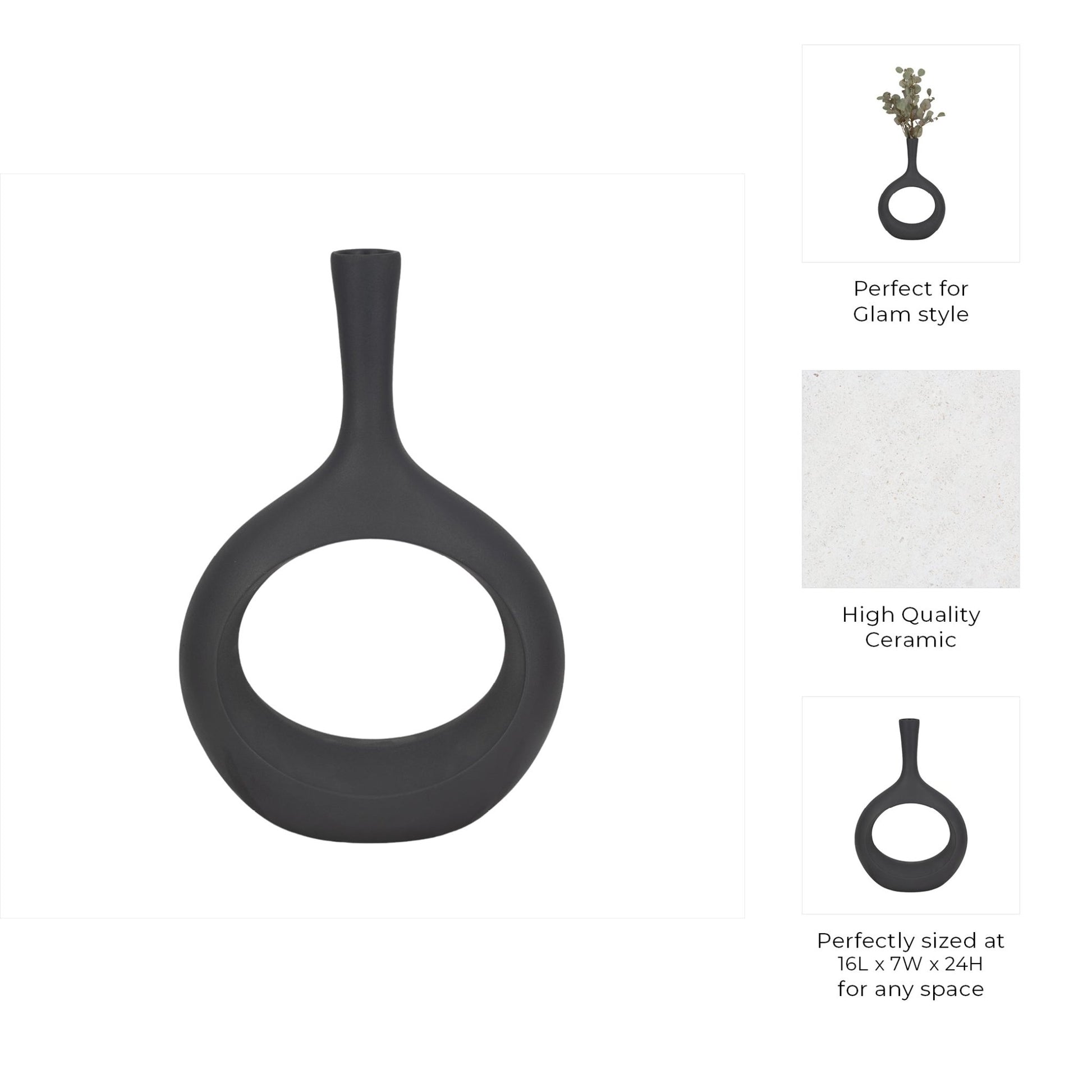 ROUGH TEXTURE ROUND CUT OUT VASE Vases and Jars| Sagebrook Home