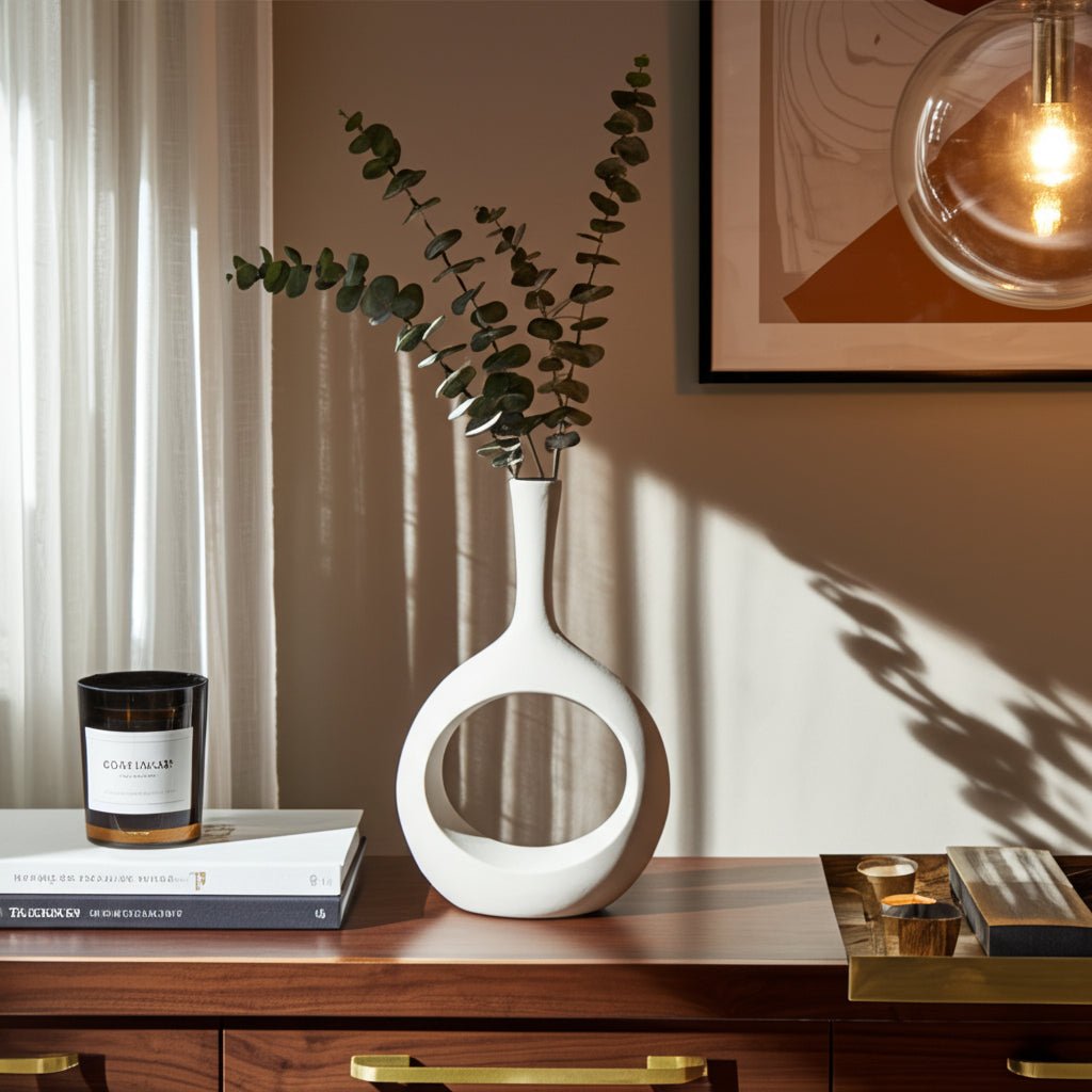 ROUGH TEXTURE ROUND CUT OUT VASE Vases and Jars| Sagebrook Home