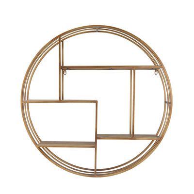 ROUND 31.5" WOOD / METAL WALLSHELF, BRONZE - Al Rugaib Furniture