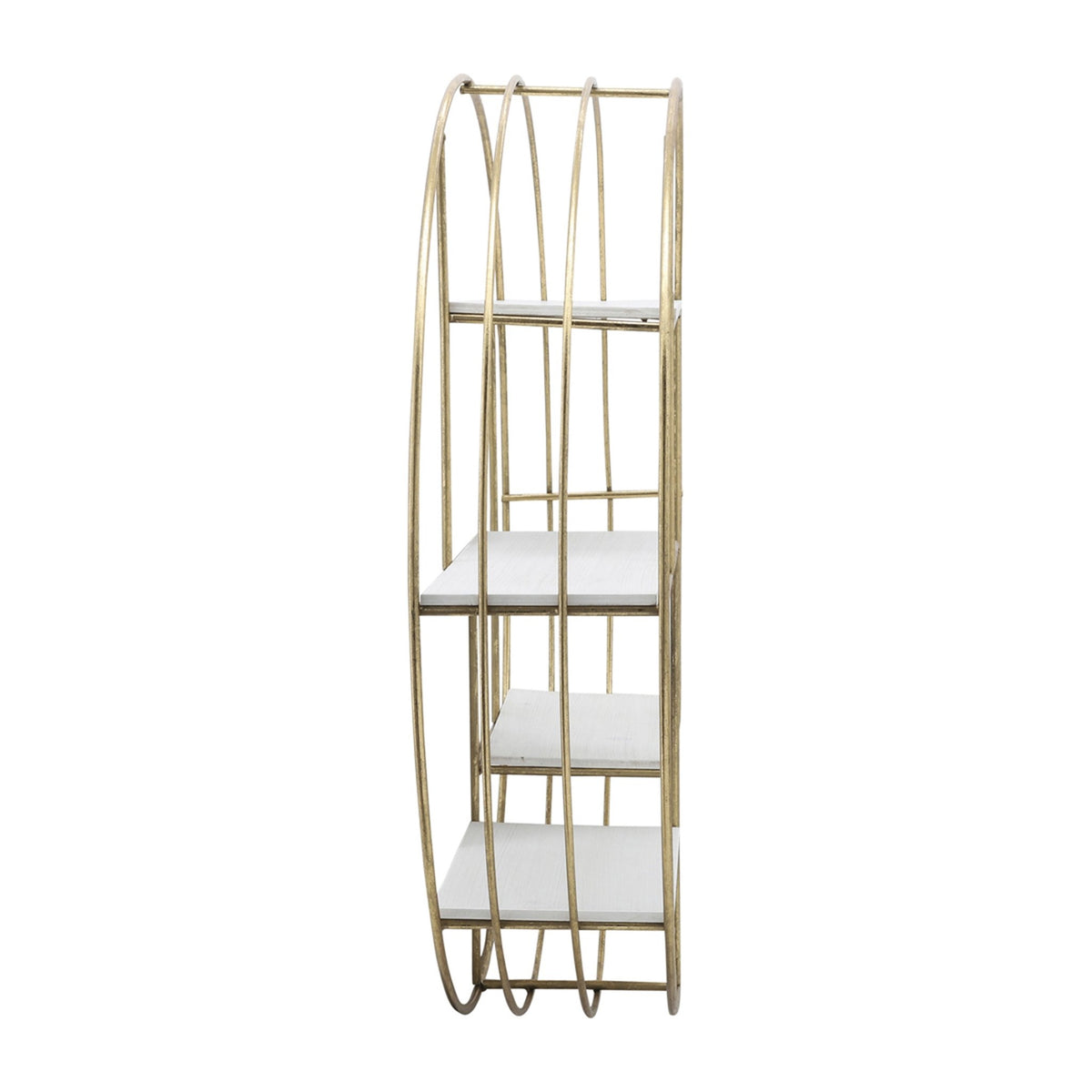 ROUND 31.5" WOOD/METAL WALL SHELF, WHITE WASH Wall Shelf| Sagebrook Home
