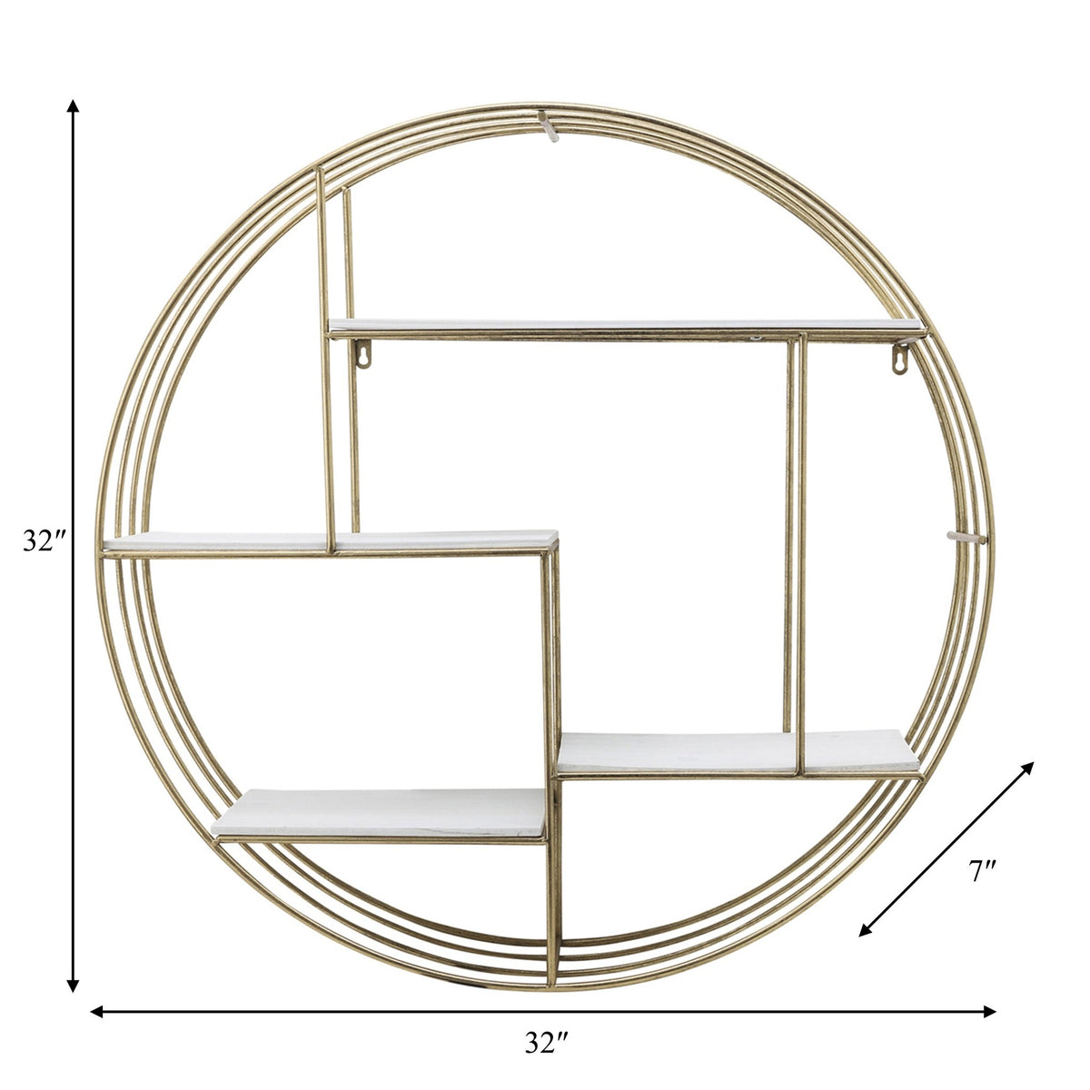 ROUND 31.5" WOOD/METAL WALL SHELF, WHITE WASH Wall Shelf| Sagebrook Home