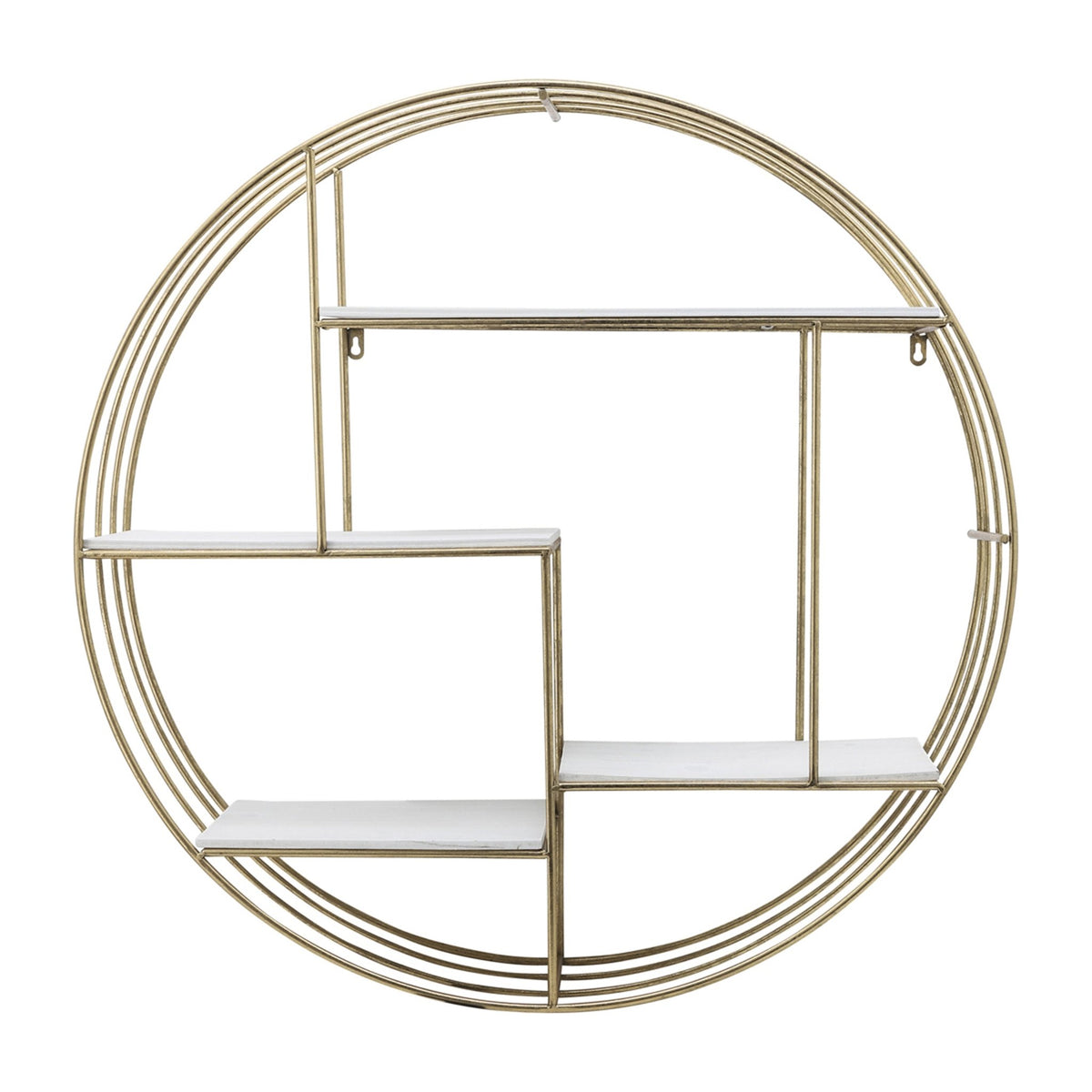 ROUND 31.5" WOOD/METAL WALL SHELF, WHITE WASH Wall Shelf| Sagebrook Home