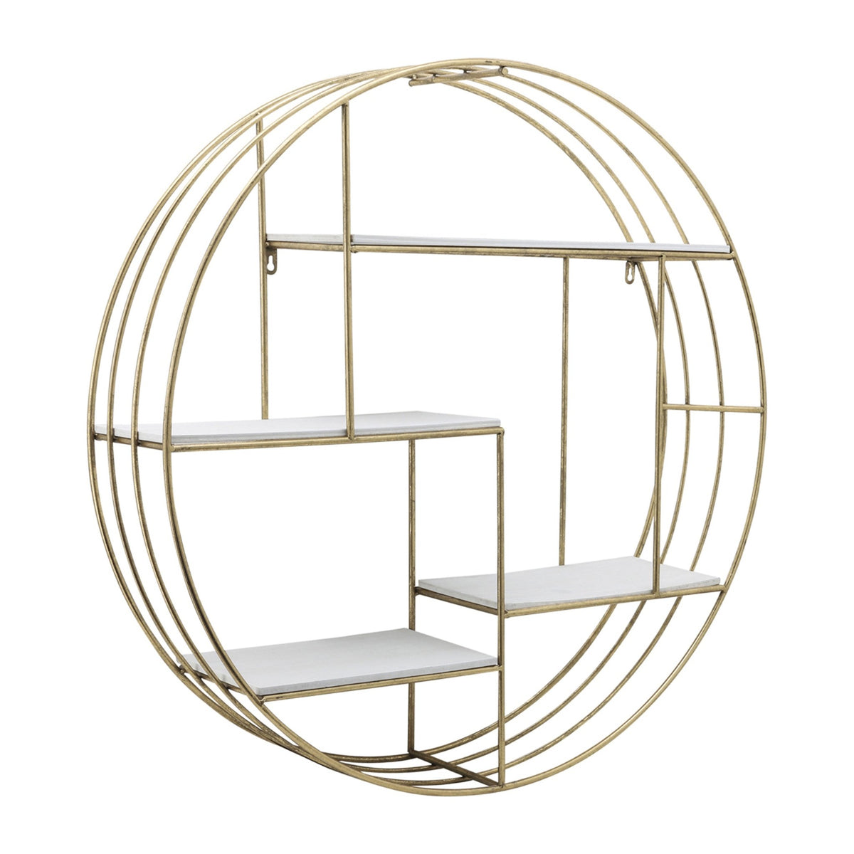 ROUND 31.5" WOOD/METAL WALL SHELF, WHITE WASH Wall Shelf| Sagebrook Home