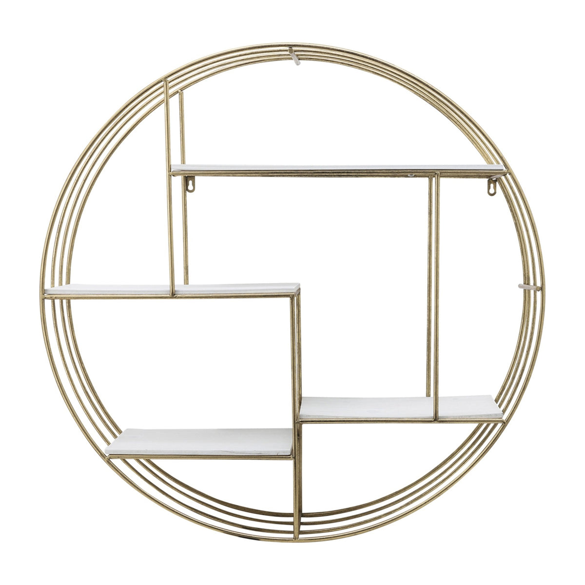 ROUND 31.5" WOOD/METAL WALL SHELF, WHITE WASH Wall Shelf| Sagebrook Home