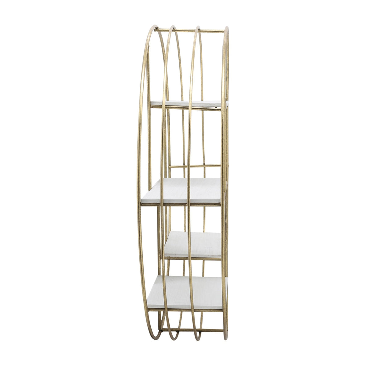 ROUND 31.5" WOOD/METAL WALL SHELF, WHITE WASH Wall Shelf| Sagebrook Home