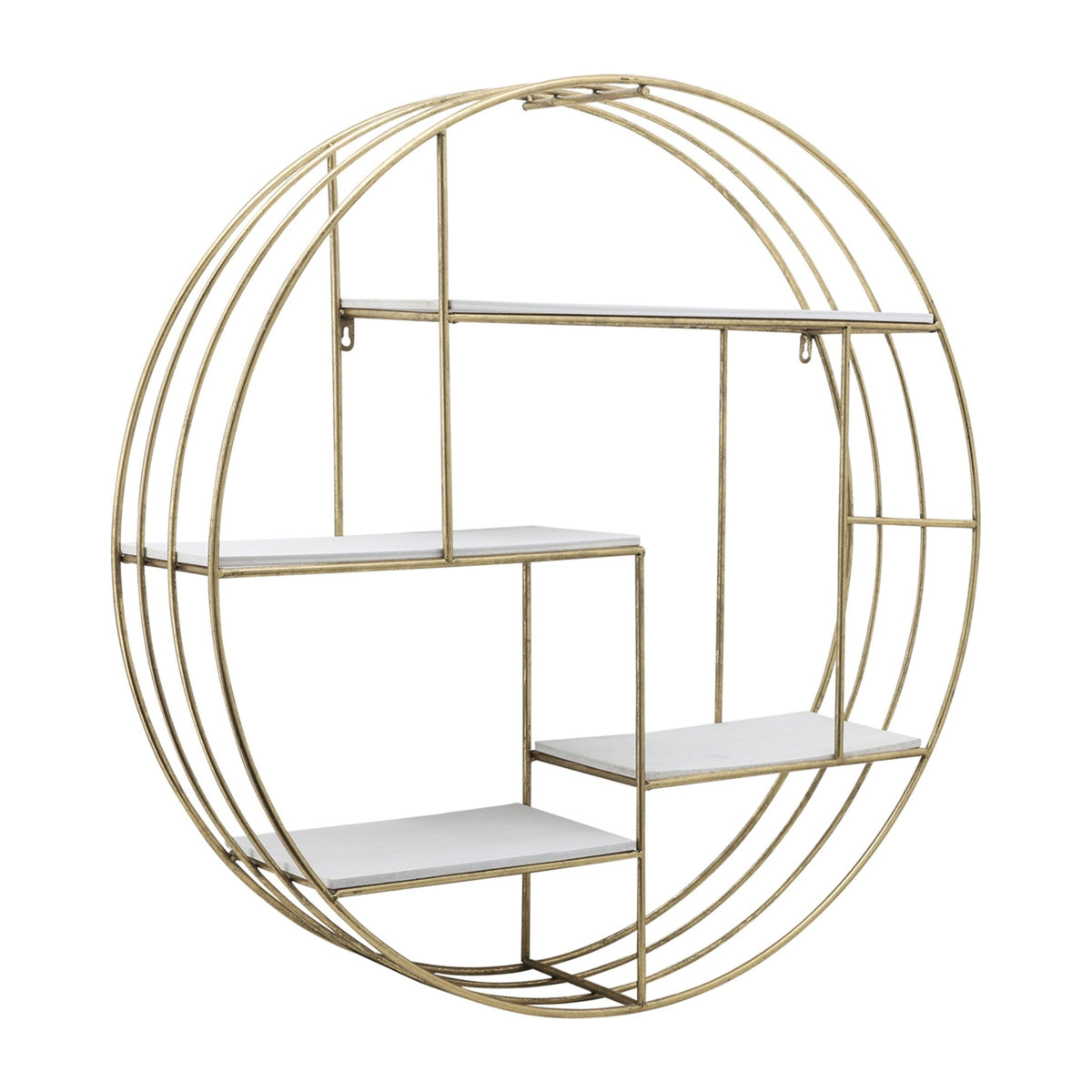 ROUND 31.5" WOOD/METAL WALL SHELF, WHITE WASH Wall Shelf| Sagebrook Home