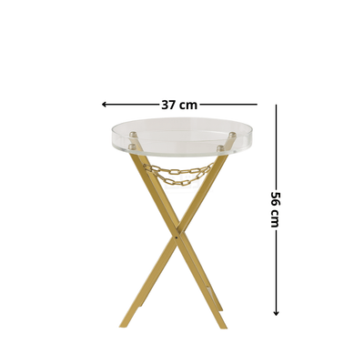 Round Acrylic Service Table with Gold Iron Base - Al Rugaib Furniture