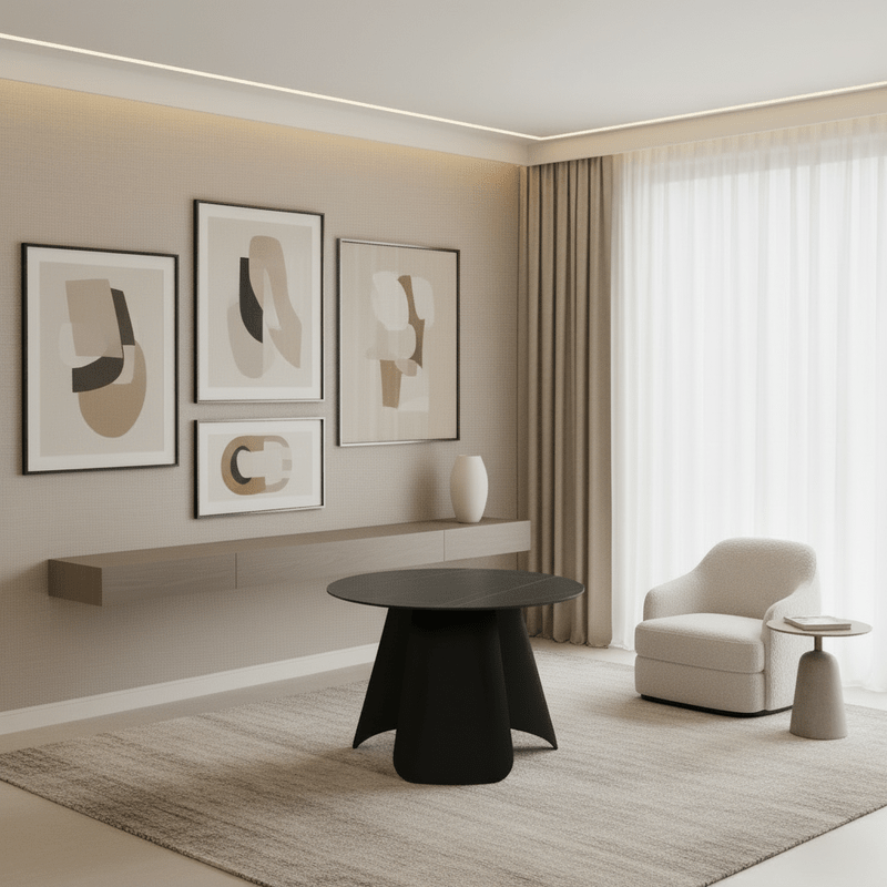 Round Black Ceramic Dining Set Lauren – Modern elegance with a luxurious touch for small spaces Dining Set| Otath
