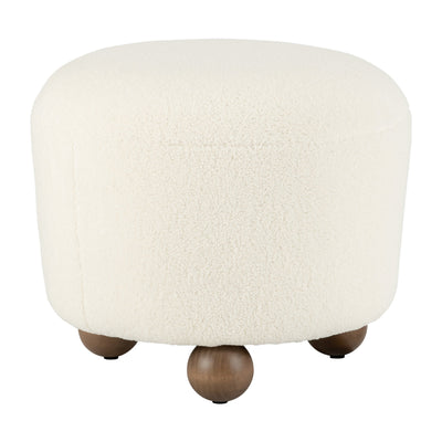 Round Ottoman W/ Ball Feet, Beige - Al Rugaib Furniture
