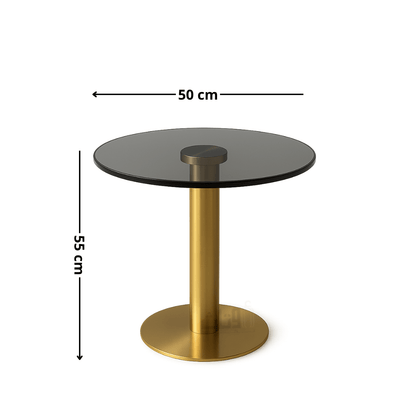 Round Side Table with Glass Top and Luxurious Gold Stainless Steel Base - Al Rugaib Furniture