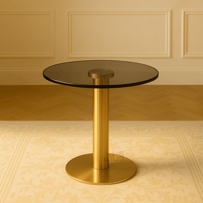 Round Side Table with Glass Top and Luxurious Gold Stainless Steel Base - Al Rugaib Furniture