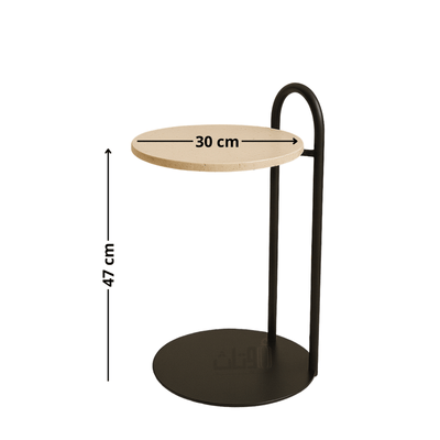 Round Side Table with Travertine Top - Al Rugaib Furniture