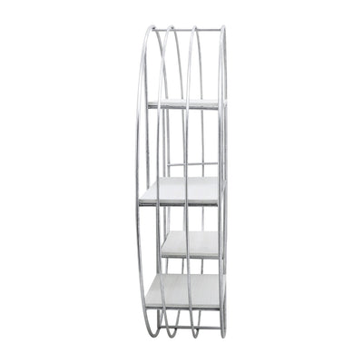 ROUND WOOD/METAL WALL SHELF WHITE/SILVER - Al Rugaib Furniture