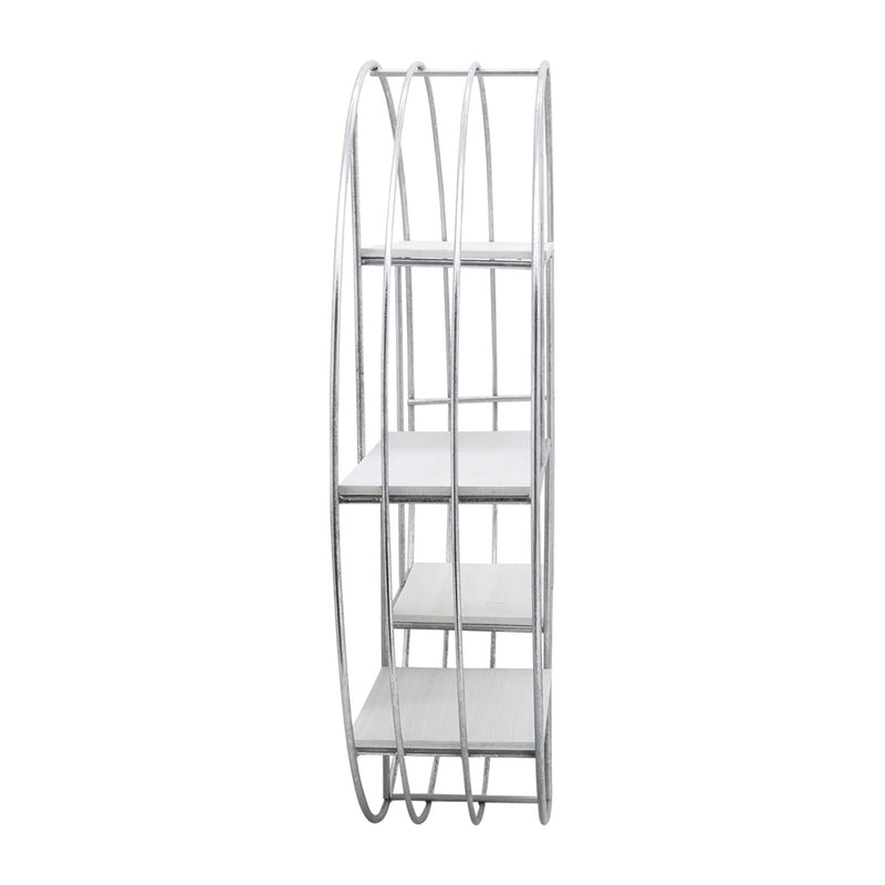 ROUND WOOD/METAL WALL SHELF WHITE/SILVER - Al Rugaib Furniture