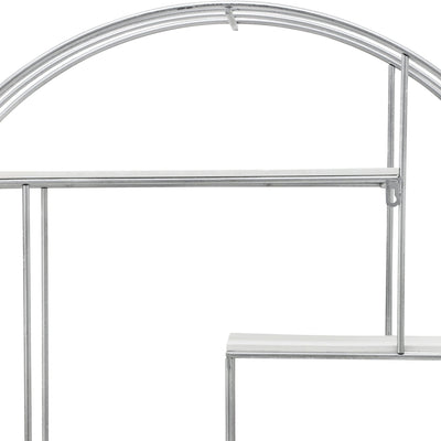 ROUND WOOD/METAL WALL SHELF WHITE/SILVER - Al Rugaib Furniture