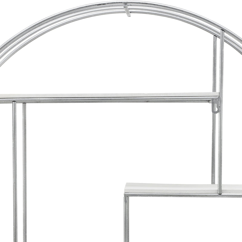ROUND WOOD/METAL WALL SHELF WHITE/SILVER - Al Rugaib Furniture