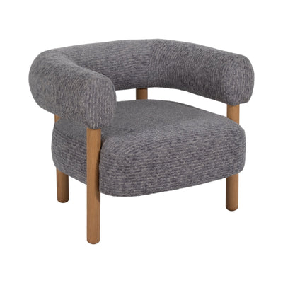 Roundback Accent Chair W/ Wood Legs, Gray - Al Rugaib Furniture