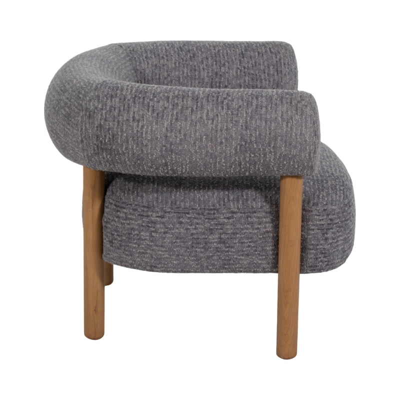 Roundback Accent Chair W/ Wood Legs, Gray - Al Rugaib Furniture