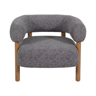 Roundback Accent Chair W/ Wood Legs, Gray - Al Rugaib Furniture
