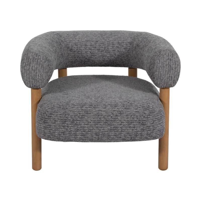 Roundback Accent Chair W/ Wood Legs, Gray - Al Rugaib Furniture