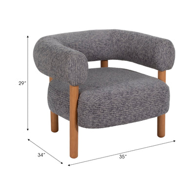 Roundback Accent Chair W/ Wood Legs, Gray - Al Rugaib Furniture