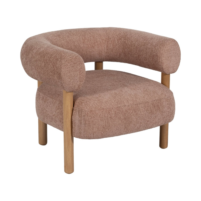 Roundback Accent Chair W/ Wood Legs, Pink - Al Rugaib Furniture