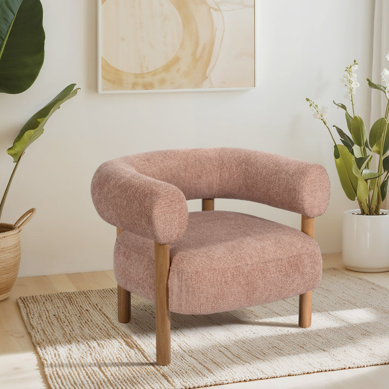 Roundback Accent Chair W/ Wood Legs, Pink - Al Rugaib Furniture