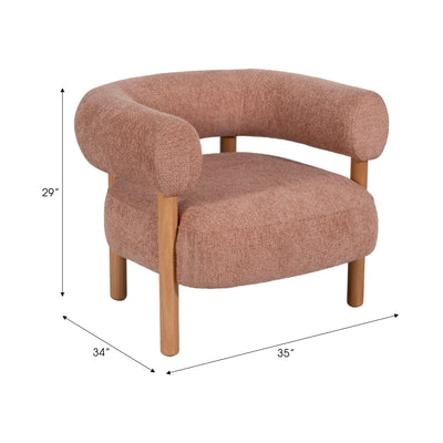 Roundback Accent Chair W/ Wood Legs, Pink - Al Rugaib Furniture
