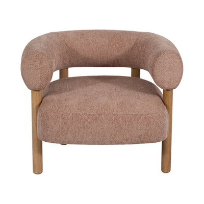 Roundback Accent Chair W/ Wood Legs, Pink - Al Rugaib Furniture