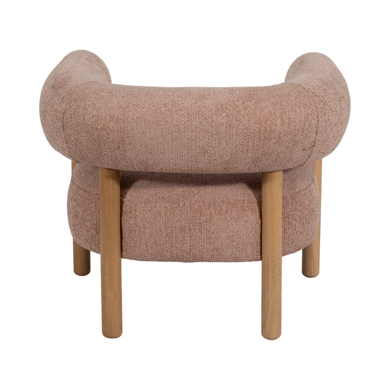 Roundback Accent Chair W/ Wood Legs, Pink - Al Rugaib Furniture