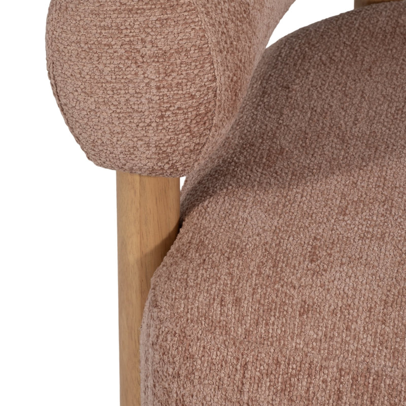 Roundback Accent Chair W/ Wood Legs, Pink - Al Rugaib Furniture