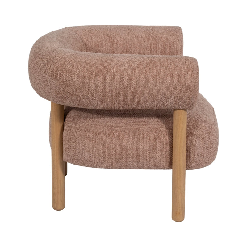 Roundback Accent Chair W/ Wood Legs, Pink - Al Rugaib Furniture