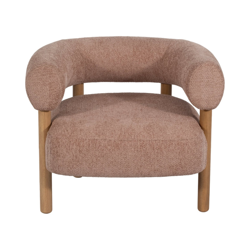 Roundback Accent Chair W/ Wood Legs, Pink - Al Rugaib Furniture