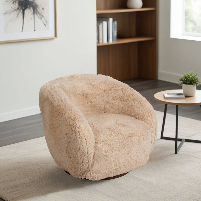 Roundback Swivel Chair, Sand - Al Rugaib Furniture