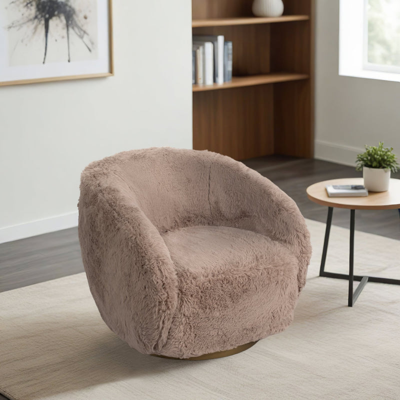 Roundback Swivel Chair, Tan - Al Rugaib Furniture