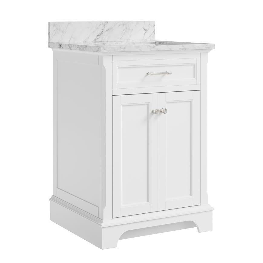 Roveland 24-in White Undermount Bathroom Vanity with Natural Carrara Marble Top Vanity| Roots Furniture